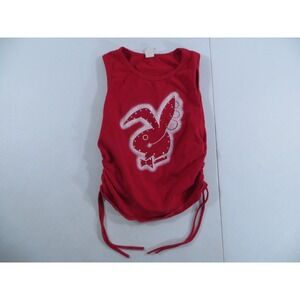 Vintage Play Boy Bunny Red Rhinestone Tank Top Y2K Size Medium